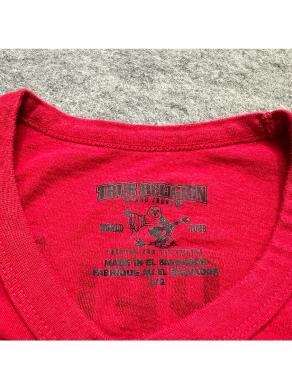 True Religion Vintage Y2K Palm Sport Football T-Shirt Men L Black Red #02